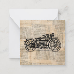 Vintage-Motorrad-Kunst im Zeitungs-Textstil Mitteilungskarte