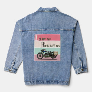 Vintage-Motorrad - Lass die alte Straße dich rufen Jeansjacke
