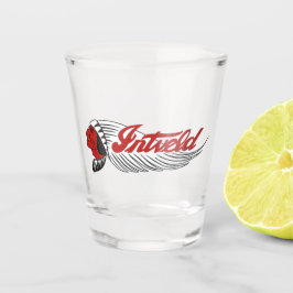 Vintage-Motorrad-Logo Weiß Schnapsglas