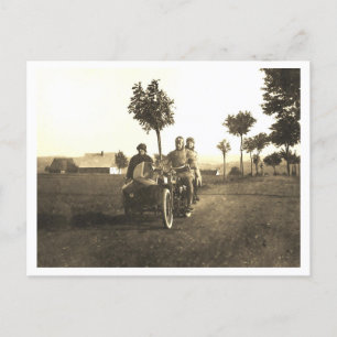 Vintage-Motorrad mit Beiwagen-Foto Postkarte