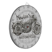 Vintage Motorrad-Personalisierter NAME Biker-Garag Dartscheibe (Vorderseite Links)