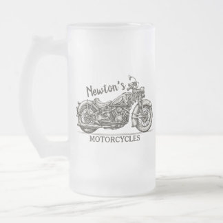 Vintage-Motorrad personalisierter NAME Biker-Garag Mattglas Bierglas