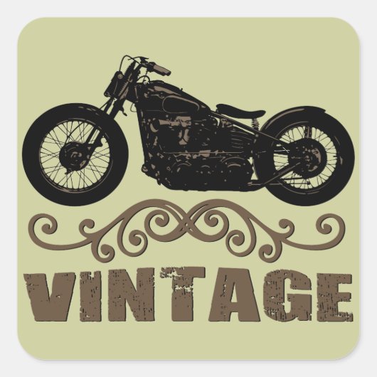 Vintage-Motorrad Quadratischer Aufkleber (Vorderseite)