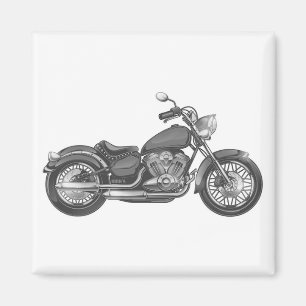 Vintage-Motorrad-Schwarz-Weiß-Illration Magnet