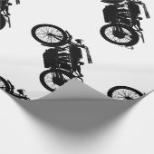 Vintage Motorrad-Silhouette im reichen Schwarzen Geschenkpapier (Ecke)