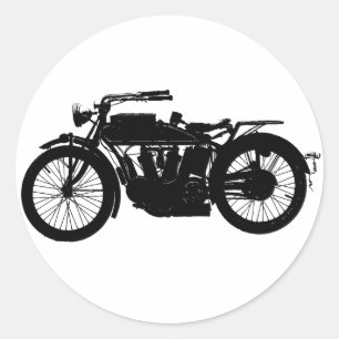 Vintage Motorrad-Silhouette im reichen Schwarzen Runder Aufkleber