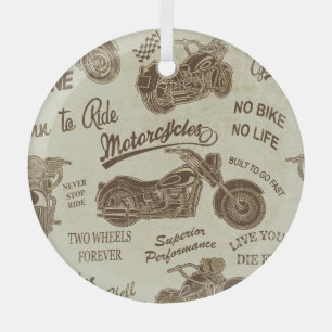 Vintage-Motorrad-Silhouetten: nahtloser Hintergrun Ornament Aus Glas