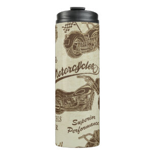 Vintage-Motorrad-Silhouetten: nahtloser Hintergrun Thermosbecher