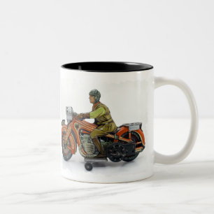 Vintage-Motorrad-Tasse Zweifarbige Tasse