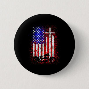 Vintage-Motorrad USA-Flagge Christlicher Glaube fü Button