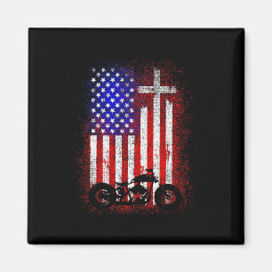 Vintage-Motorrad USA-Flagge Christlicher Glaube fü Magnet
