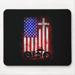 Vintage-Motorrad USA-Flagge Christlicher Glaube fü Mousepad