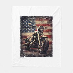 Vintage-Motorrad USA-Flagge Retro-Biker Amerikanis Fleecedecke