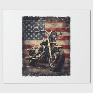 Vintage-Motorrad USA-Flagge Retro-Biker Amerikanis Geschenkpapier