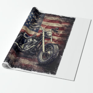 Vintage-Motorrad USA-Flagge Retro-Biker Amerikanis Geschenkpapier