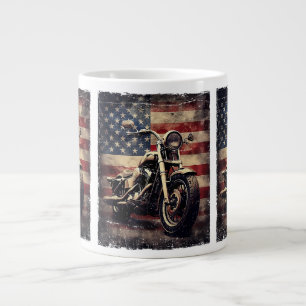 Vintage-Motorrad USA-Flagge Retro-Biker Amerikanis Jumbo-Tasse
