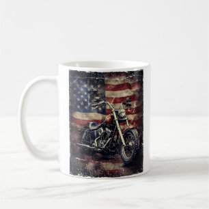 Vintage-Motorrad USA-Flagge Retro-Biker Amerikanis Kaffeetasse