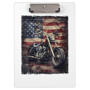 Vintage-Motorrad USA-Flagge Retro-Biker Amerikanis Klemmbrett
