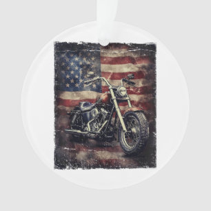Vintage-Motorrad USA-Flagge Retro-Biker Amerikanis Ornament