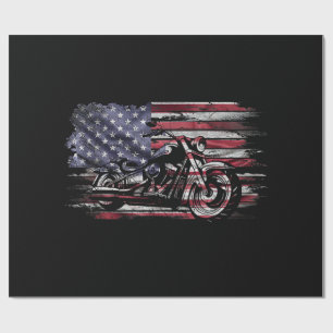 Vintage-Motorrad USA-Flagge Retro-Biker, Motorradf Geschenkpapier