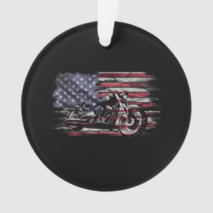 Vintage-Motorrad USA-Flagge Retro-Biker, Motorradf Ornament