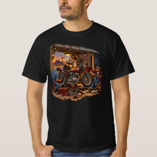 Vintage Motorrad-Werkstatt Retro-Americana Herren T-Shirt