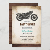 Vintage Motorraddusche - Einladung zum Geburtstag (Vorne/Hinten)