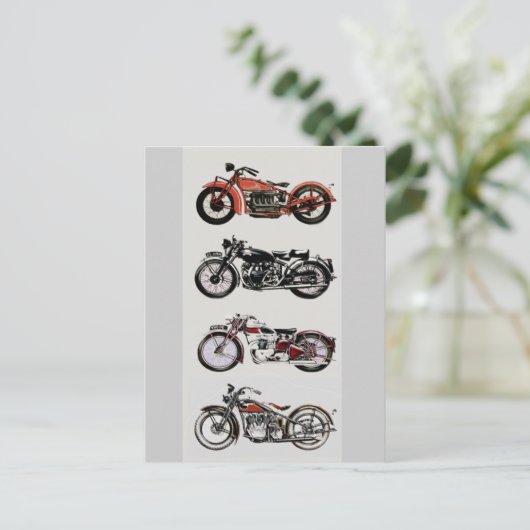 VINTAGE MOTORRÄDER POSTKARTE (Stehend Vorderseite)