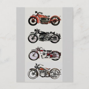 VINTAGE MOTORRÄDER POSTKARTE