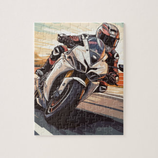 Vintage-Motorräder rasen über die Straße Puzzle