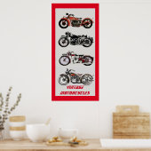 Vintage MOTORRÄDER Rot Grau Poster (Küche)