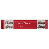 VINTAGE MOTORRÄDER Schwarz-weiß rot Namensplakette (Vorderseite)