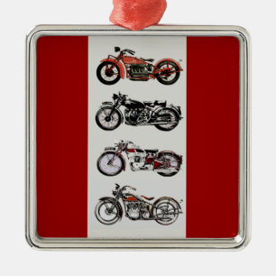 VINTAGE MOTORRÄDER SILBERNES ORNAMENT