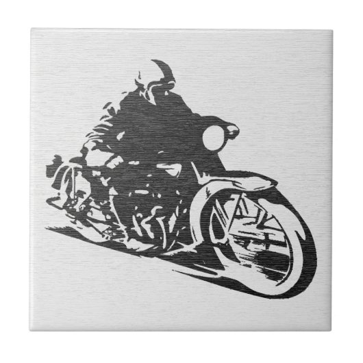Vintage-Motorradfahrer-Keramikfliese Fliese (Vorderseite)