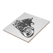Vintage-Motorradfahrer-Keramikfliese Fliese (Seite)