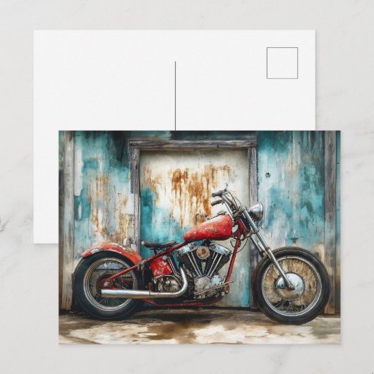 Vintage Motorradfarbe Postkarte (Vorne/Hinten)
