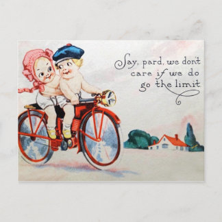 Vintage Motorradkinder Postkarte