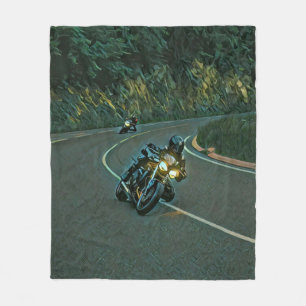 Vintage Motorradkunst Fleecedecke