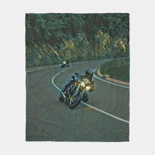 Vintage Motorradkunst Fleecedecke (Vorderseite)