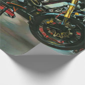 Vintage Motorradkunst Geschenkpapier (Ecke)