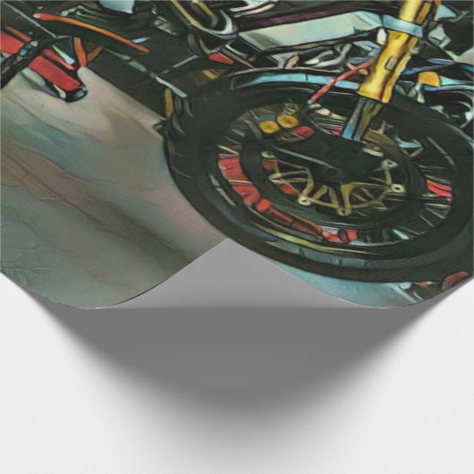 Vintage Motorradkunst Geschenkpapier (Ecke)
