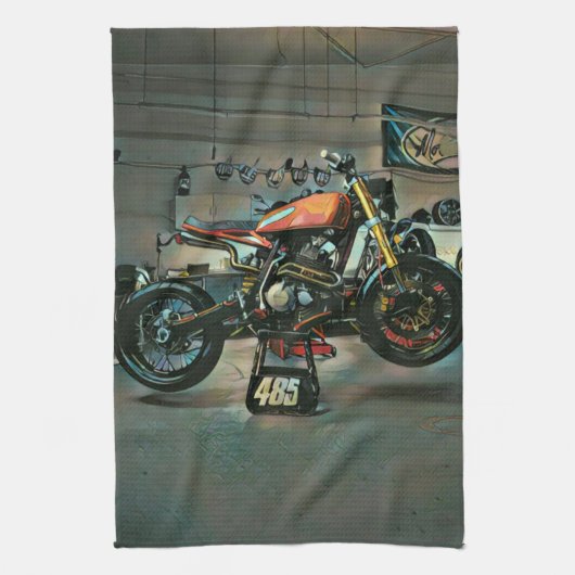 Vintage Motorradkunst Geschirrtuch (Vertikal)