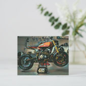 Vintage Motorradkunst Postkarte (Stehend Vorderseite)