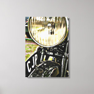 Vintage Motorradscheinwerfer und Nummernschild Leinwanddruck