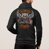 Vintage Motorradstrecke 66 Flügel gestalten Hoodie (Rückseite)