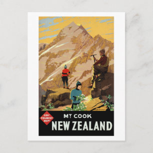 Vintage Mount Cook Neuseeland Reiseplakat Postkarte