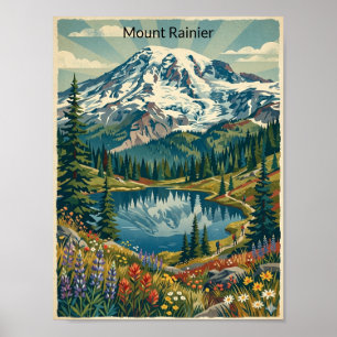 Vintage Mount Rainier National Park Berge Poster