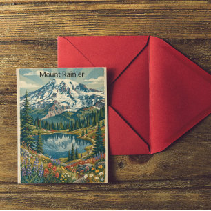 Vintage Mount Rainier Nationalpark Berge Postkarte