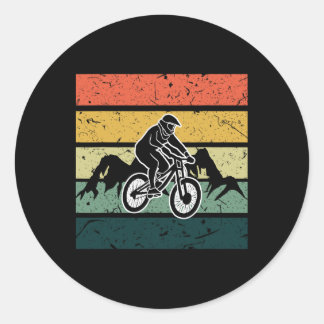 Vintage Mountain Biker Silhouette Biking Cyclist B Runder Aufkleber