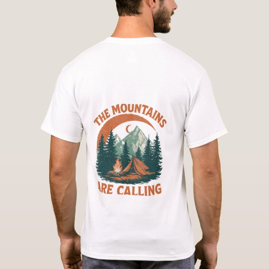 Vintage Mountain Calling Retro Camping T-Shirt (Rückseite)